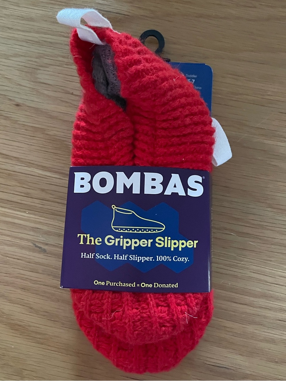 Bombas Red Gripper Slipper Half-Sock